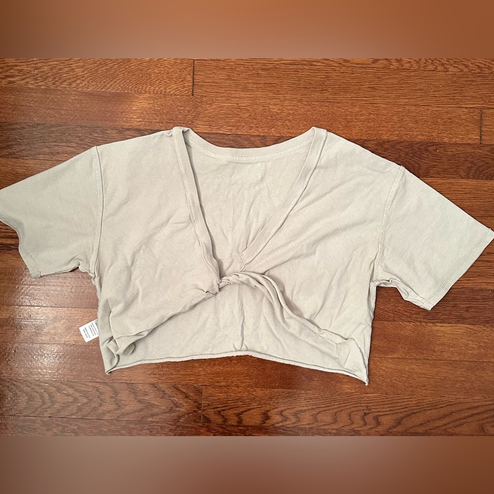 Joah Brown Light Beige Crop Twist Top